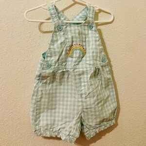 Carters size 9 months overalls with embroidered rainbow